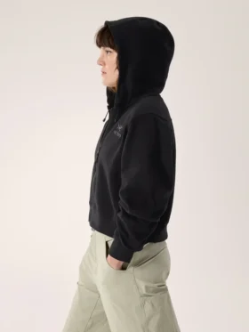 Emblem Fleece Full Zip Crop Kapuzenpullover für Damen