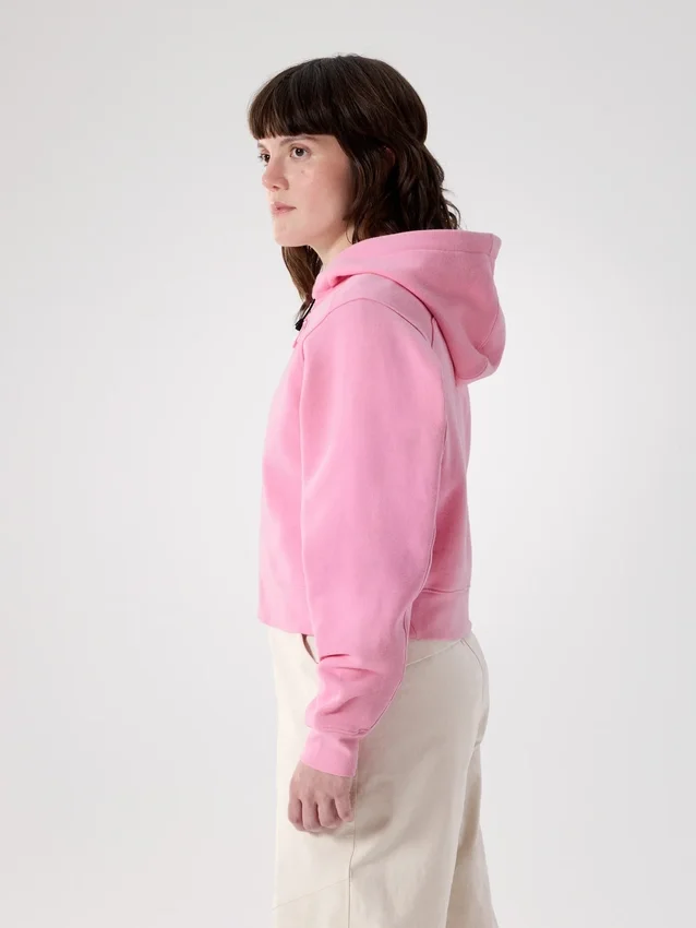 Emblem Fleece Full Zip Crop Kapuzenpullover für Damen