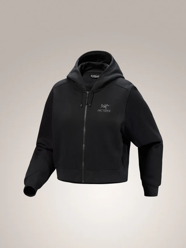 Emblem Fleece Full Zip Crop Kapuzenpullover für Damen