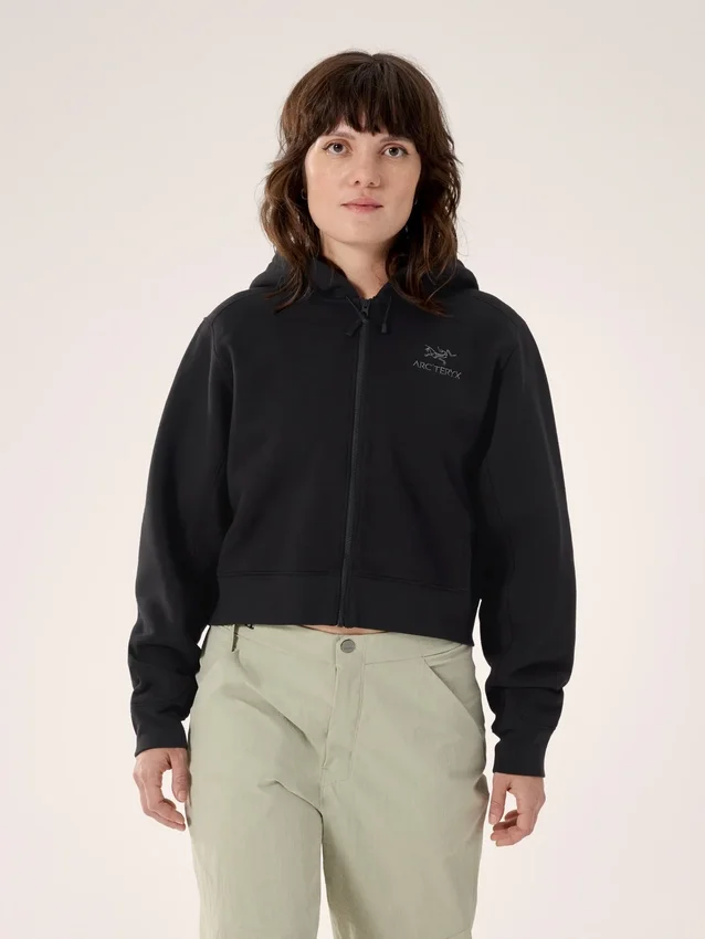 Emblem Fleece Full Zip Crop Kapuzenpullover für Damen