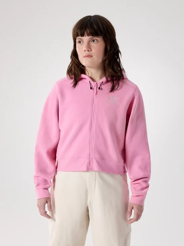 Emblem Fleece Full Zip Crop Kapuzenpullover für Damen