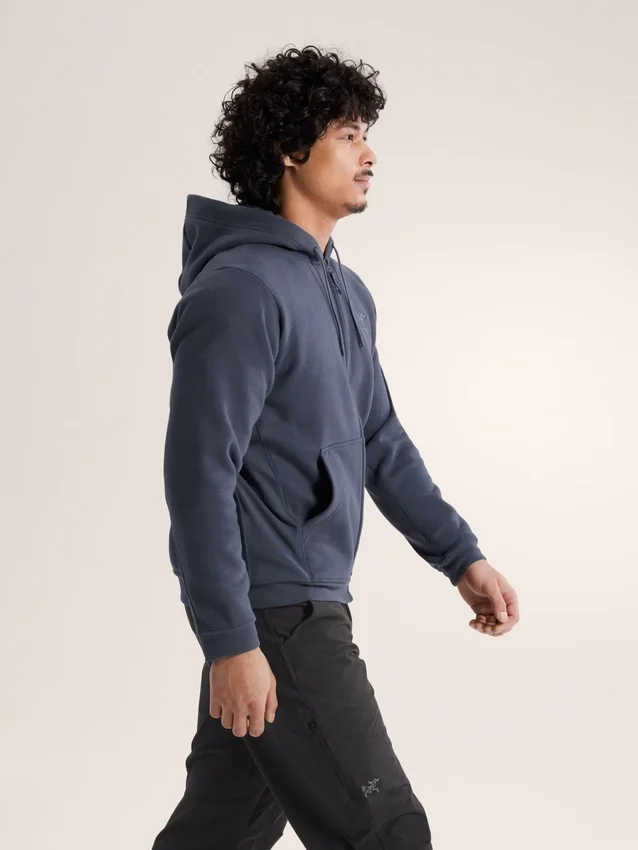 Emblem Fleece-Kapuzenpullover mit durchgehendem Reißverschluss für Herren