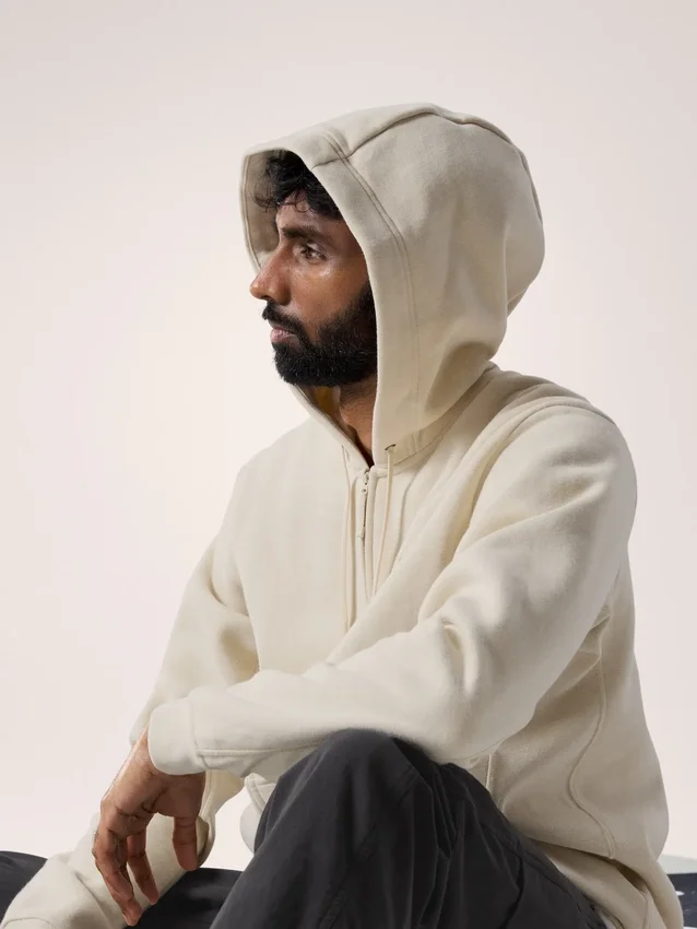 Emblem Fleece-Kapuzenpullover mit durchgehendem Reißverschluss für Herren