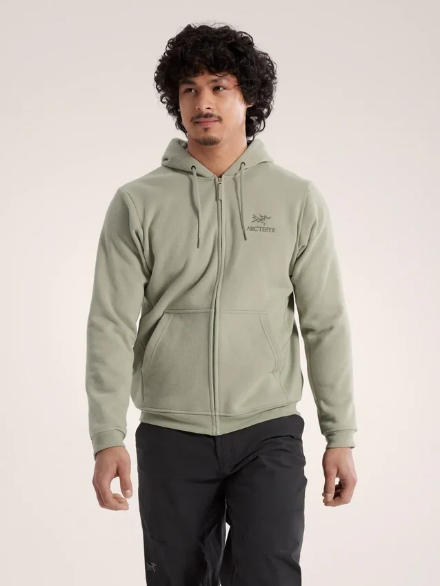 Emblem Fleece-Kapuzenpullover mit durchgehendem Reißverschluss für Herren