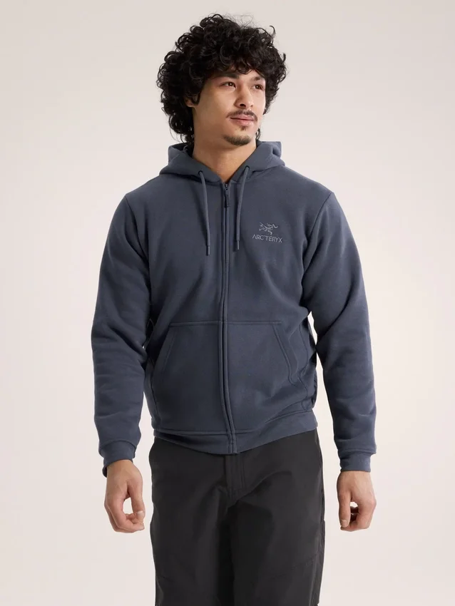Emblem Fleece-Kapuzenpullover mit durchgehendem Reißverschluss für Herren