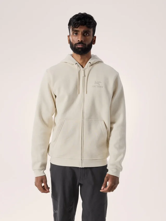 Emblem Fleece-Kapuzenpullover mit durchgehendem Reißverschluss für Herren