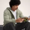 Emblem Fleece-Kapuzenpullover mit durchgehendem Reißverschluss für Herren
