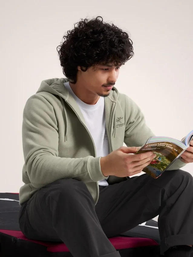 Emblem Fleece-Kapuzenpullover mit durchgehendem Reißverschluss für Herren