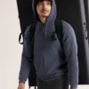 Emblem Fleece-Kapuzenpullover mit durchgehendem Reißverschluss für Herren