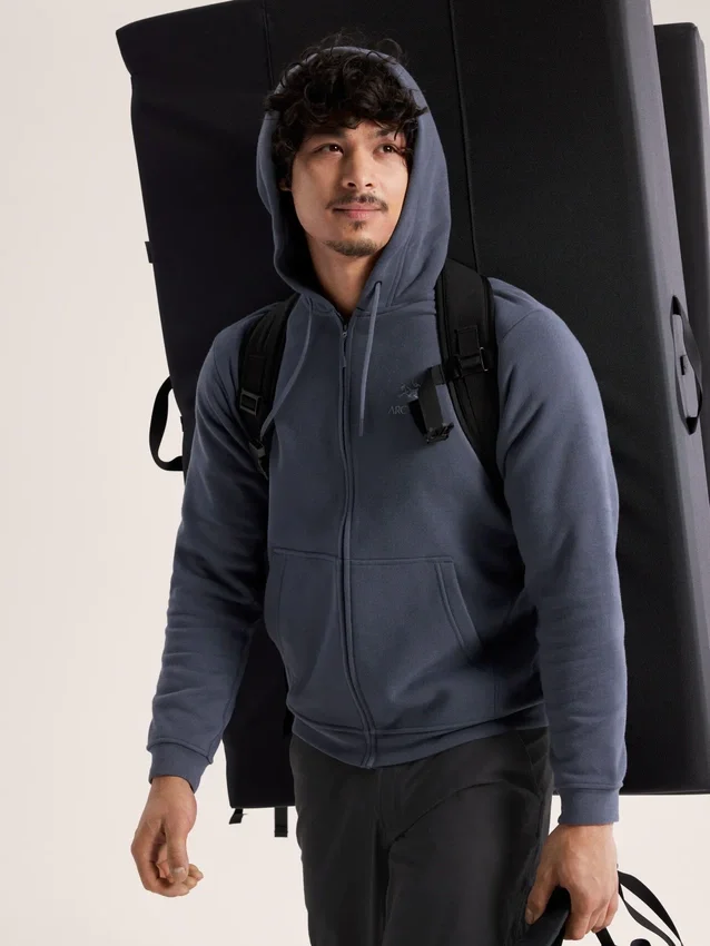 Emblem Fleece-Kapuzenpullover mit durchgehendem Reißverschluss für Herren