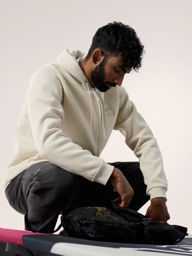 Emblem Fleece-Kapuzenpullover mit durchgehendem Reißverschluss für Herren