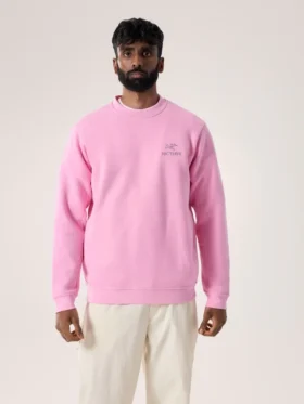 Emblem Fleece-Pullover mit Rundhalsausschnitt für Herren