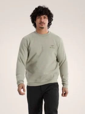 Emblem Fleece-Pullover mit Rundhalsausschnitt für Herren