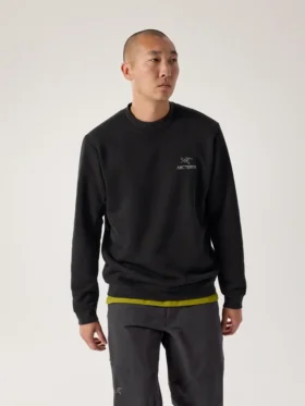 Emblem Fleece-Pullover mit Rundhalsausschnitt für Herren
