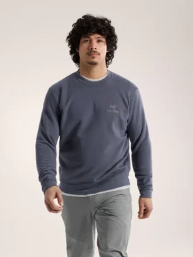 Emblem Fleece-Pullover mit Rundhalsausschnitt für Herren