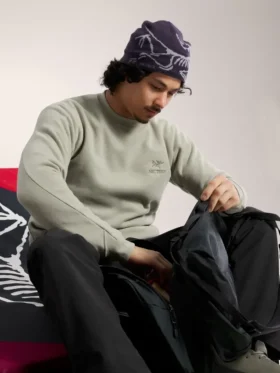 Emblem Fleece-Pullover mit Rundhalsausschnitt für Herren