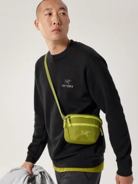 Emblem Fleece-Pullover mit Rundhalsausschnitt für Herren