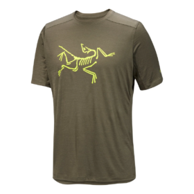 Ionia Merinowolle-Logo-T-Shirt „Olivgrün“