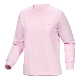 Kragg Baumwoll-T-Shirt mit Rundhalsausschnitt und langen Ärmeln „Pink“