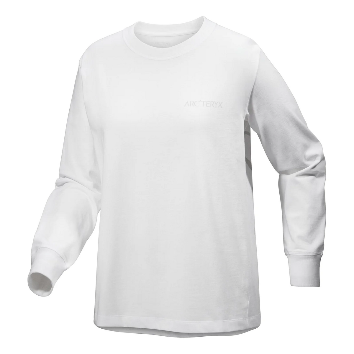 Kragg Baumwoll-T-Shirt mit Rundhalsausschnitt und langen Ärmeln „Weiß“