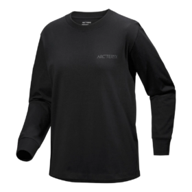 Kragg Cotton Bird Langarm-T-Shirt mit Rundhalsausschnitt „Black“