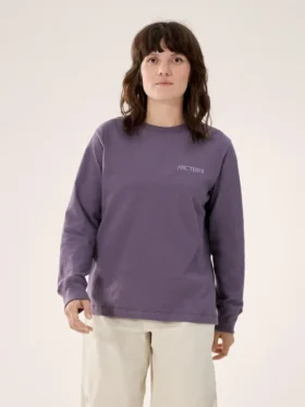 Kragg Cotton Bird Rundhals-Shirt mit langen Ärmeln für Damen