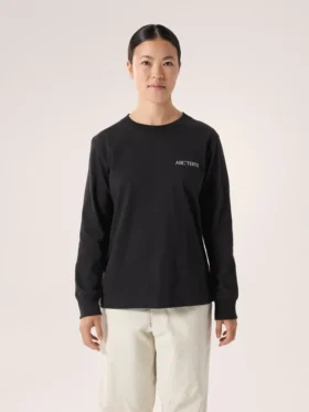 Kragg Cotton Bird Rundhals-Shirt mit langen Ärmeln für Damen
