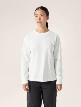 Kragg Cotton Bird Rundhals-Shirt mit langen Ärmeln für Damen