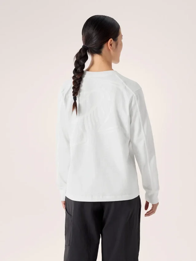 Kragg Cotton Bird Rundhals-Shirt mit langen Ärmeln für Damen