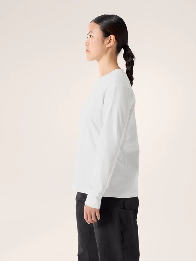 Kragg Cotton Bird Rundhals-Shirt mit langen Ärmeln für Damen