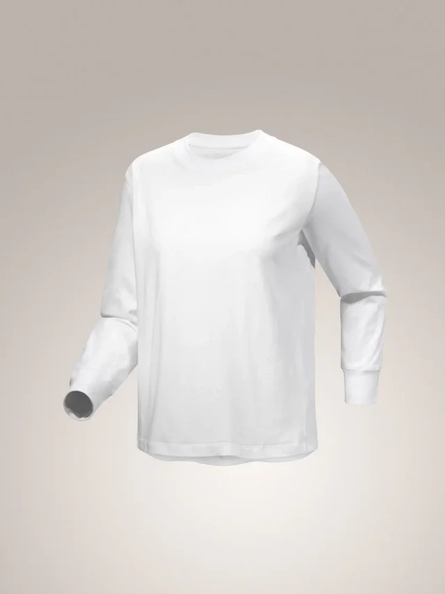 Kragg Cotton Bird Rundhals-Shirt mit langen Ärmeln für Damen