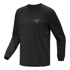 Kragg SL Baumwoll-Langarm-T-Shirt „Schwarz“