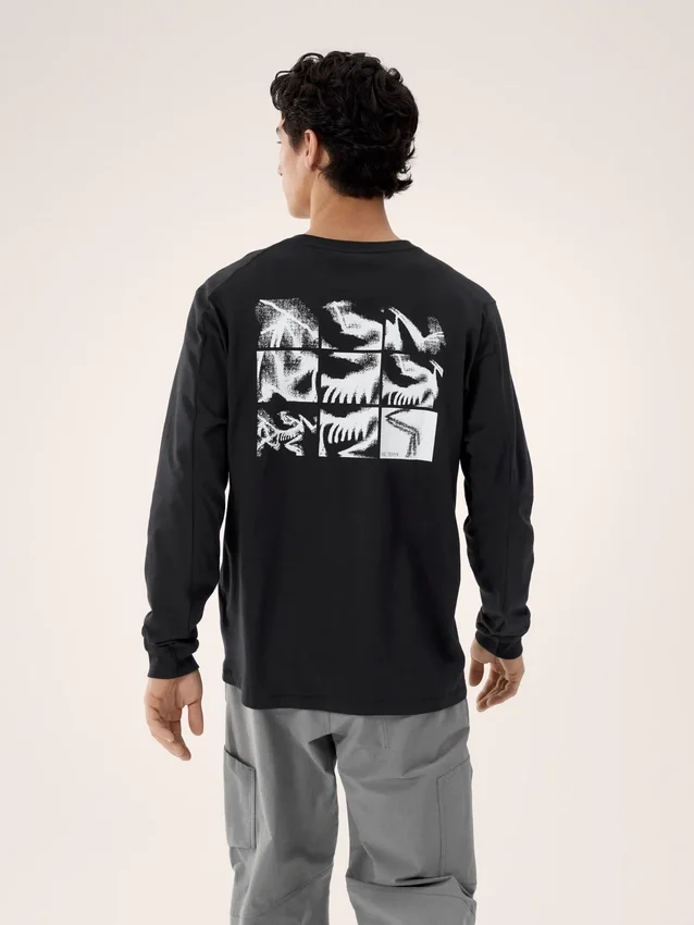 Kragg SL Baumwollhemd mit Vogel-Print, langärmelig, Herren