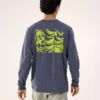Kragg SL Baumwollhemd mit Vogel-Print, langärmelig, Herren