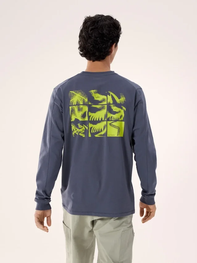 Kragg SL Baumwollhemd mit Vogel-Print, langärmelig, Herren