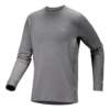 Rho Merinowolle-T-Shirt mit Rundhalsausschnitt und langen Ärmeln „Grey“