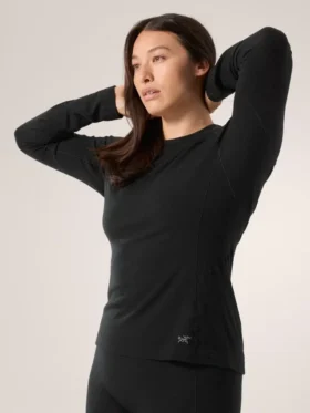 Satoro Merinowolle-Shirt mit Rundhalsausschnitt und langen Ärmeln für Damen